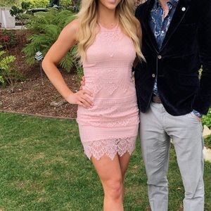 Revolve Blush Lace Halter Dress